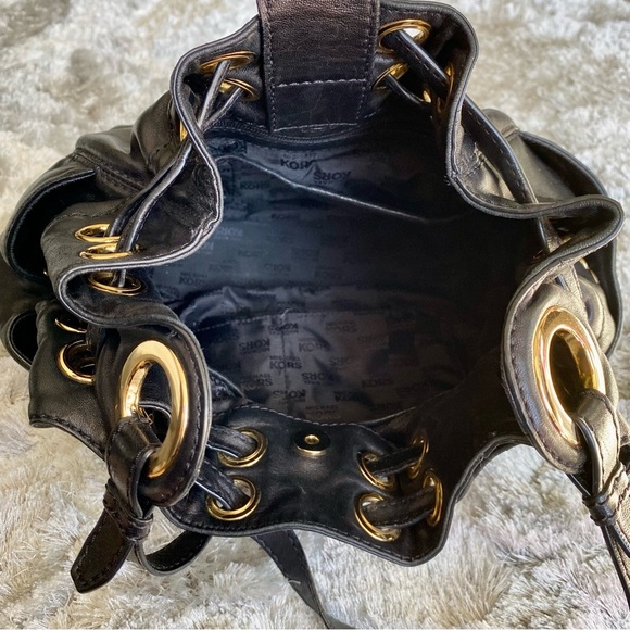 Michael Kors Black Soft Leather, Gold Hardware Shoulder Bag - Picture 6 of 14